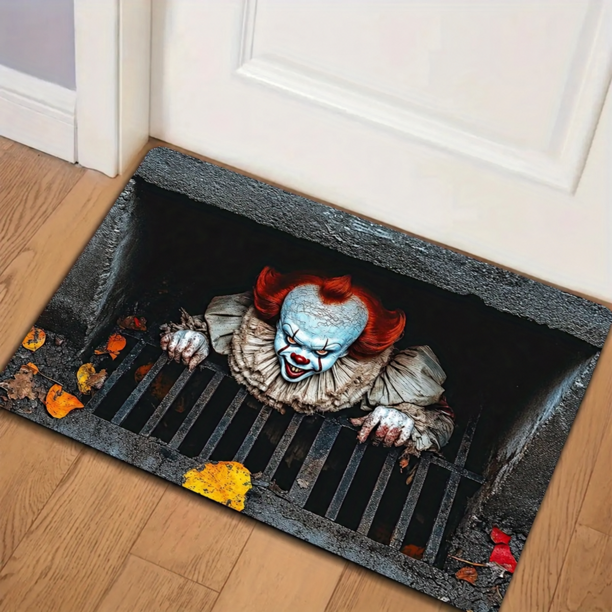 🎃💀Halloween Front Door Mat – Festive 3D Visual Skull & Clown Horror Rug
