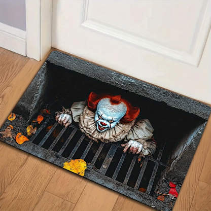 🎃💀Halloween Front Door Mat – Festive 3D Visual Skull & Clown Horror Rug