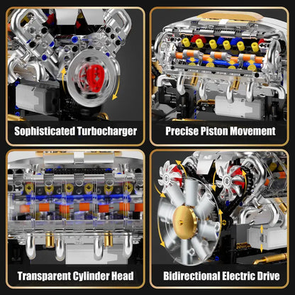 🔥 V8 Engine Model Kit – 1:1 Scale DIY Mechanical Building Set with 692 Pieces for Car Lovers & STEM Learning