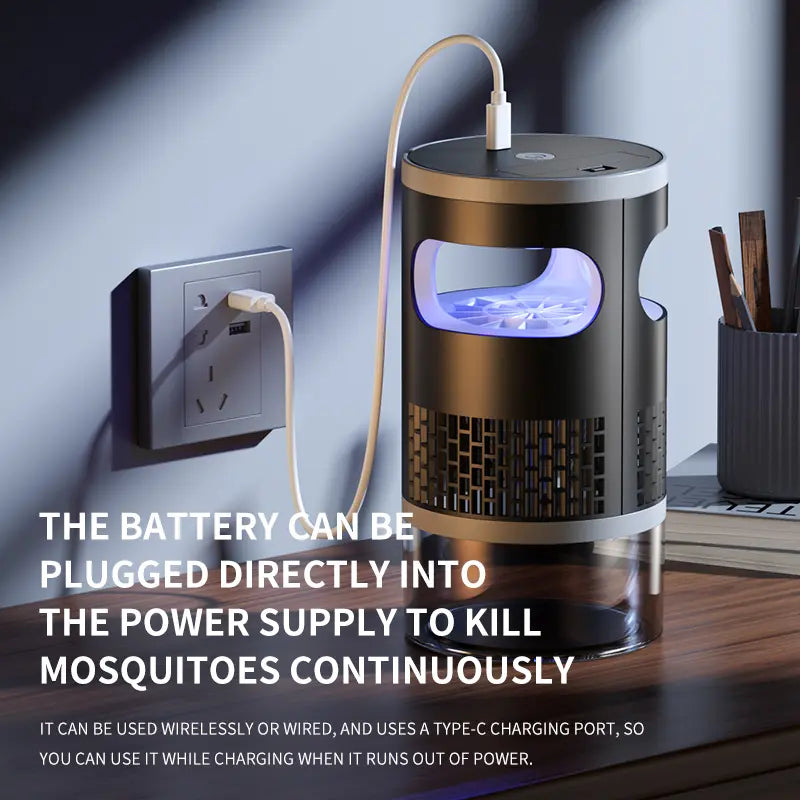 🦟✨ Indoor Insect Trap with UV Light & Powerful Suction | Non-Zapper Bug Catcher for Mosquitoes, Fruit Flies, Gnats & Moths | USB Rechargeable (Includes 18650 Lithium Battery)