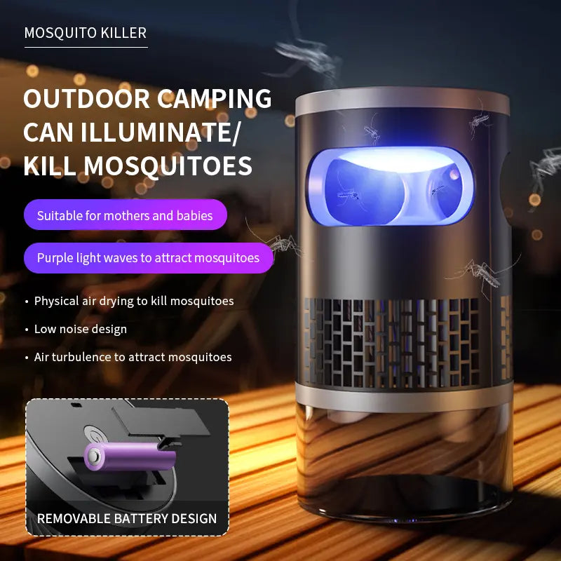 🦟✨ Indoor Insect Trap with UV Light & Powerful Suction | Non-Zapper Bug Catcher for Mosquitoes, Fruit Flies, Gnats & Moths | USB Rechargeable (Includes 18650 Lithium Battery)