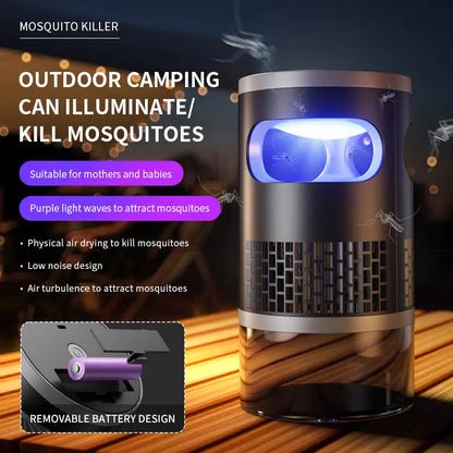 🦟✨ Indoor Insect Trap with UV Light & Powerful Suction | Non-Zapper Bug Catcher for Mosquitoes, Fruit Flies, Gnats & Moths | USB Rechargeable (Includes 18650 Lithium Battery)
