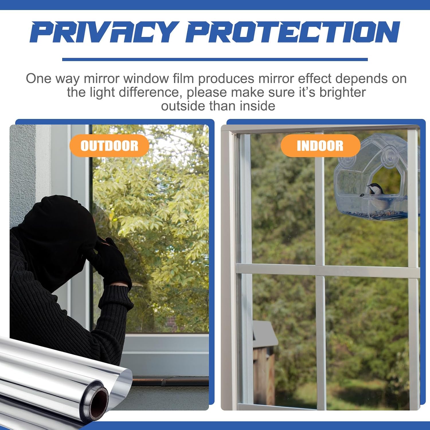 🔥 50% OFF – One-Way Mirror Window Film ☀️ | Heat Control & UV Protection