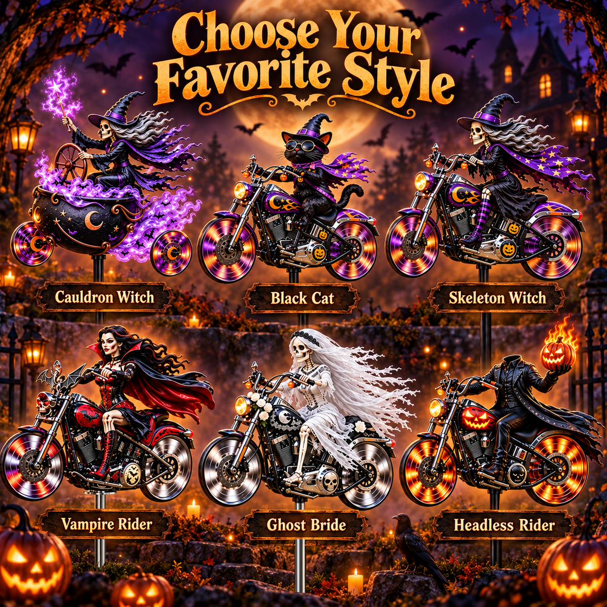 💀🏍️Halloween Motorcycle Garden Windmill™🎃Spooky Biker Yard Spinner & Outdoor Decor