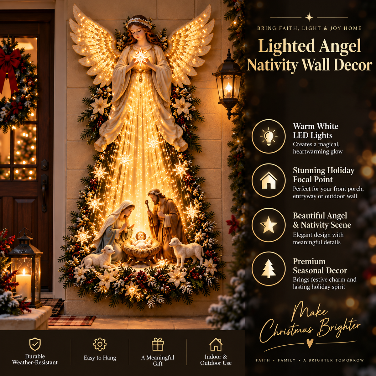 ✝️✨Heavenly Light™ Angel Nativity Wall Light with Cascading Golden Glow