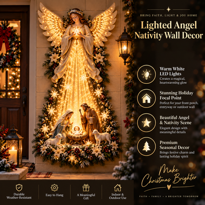 ✝️✨Heavenly Light™ Angel Nativity Wall Light with Cascading Golden Glow