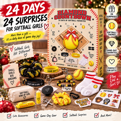 🥎 2026 Softball Girls Advent Calendar – 24 Days of Game-Day Surprises 🎁