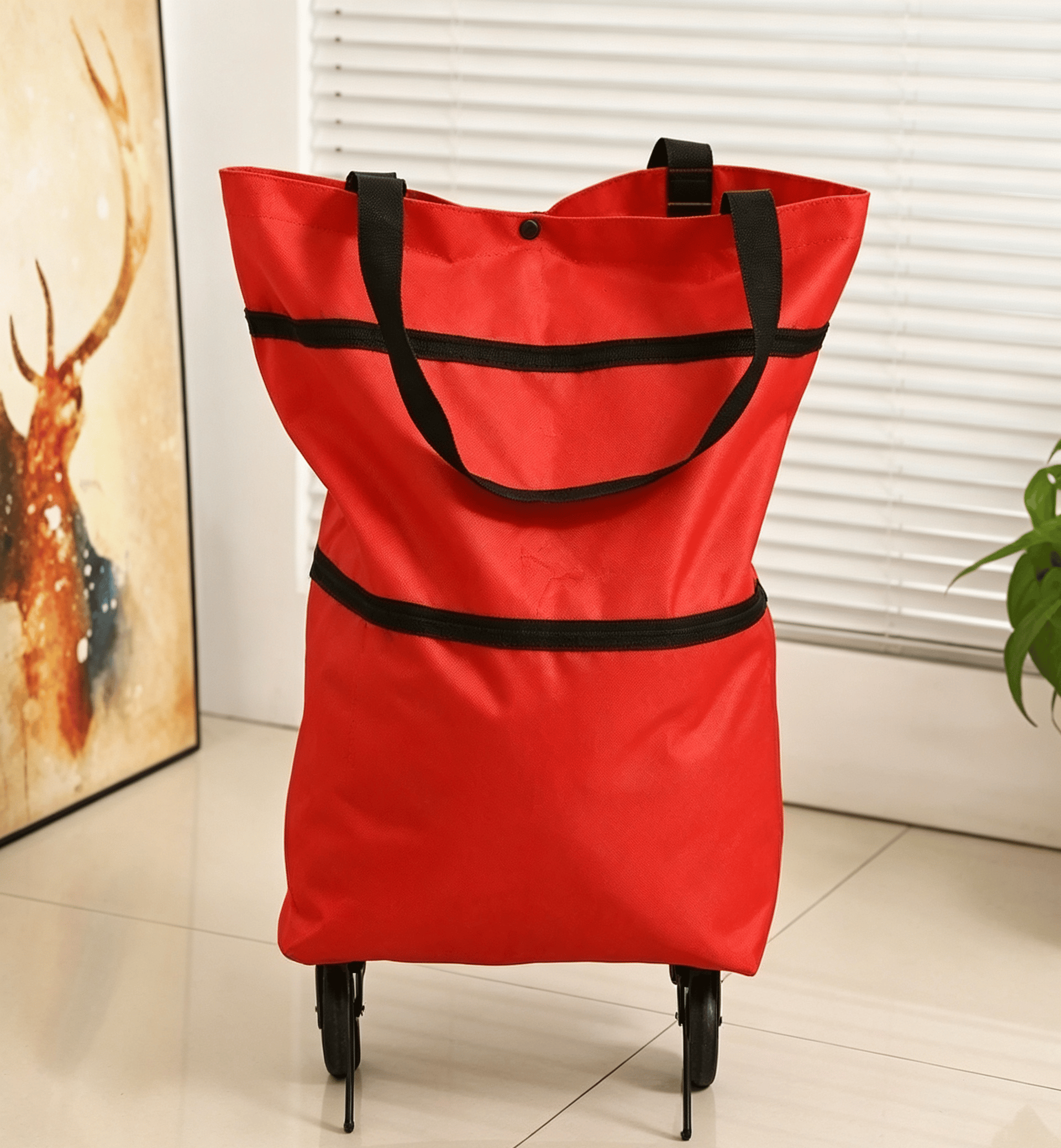 🌱✨ Limited Time 46% OFF✨ Collapsible Rolling Shopping Bag, Portable Foldable Wheeled Grocery Tote Bag Reusable Handbag For Supermarket Market Travel
