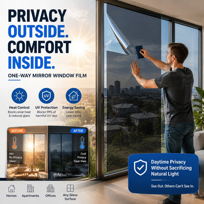 🔥 50% OFF – One-Way Mirror Window Film ☀️ | Heat Control & UV Protection