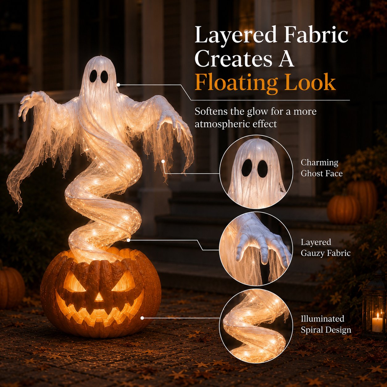 👻 Swirling Ghost Pumpkin Yard Lamp - Free Shipping 🎃