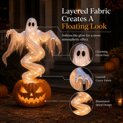 👻 Swirling Ghost Pumpkin Yard Lamp - Free Shipping 🎃