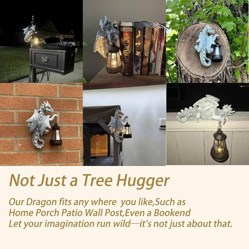 🔥 50% OFF – Solar Dragon Tree Hugger Statue with Lantern 🐉✨