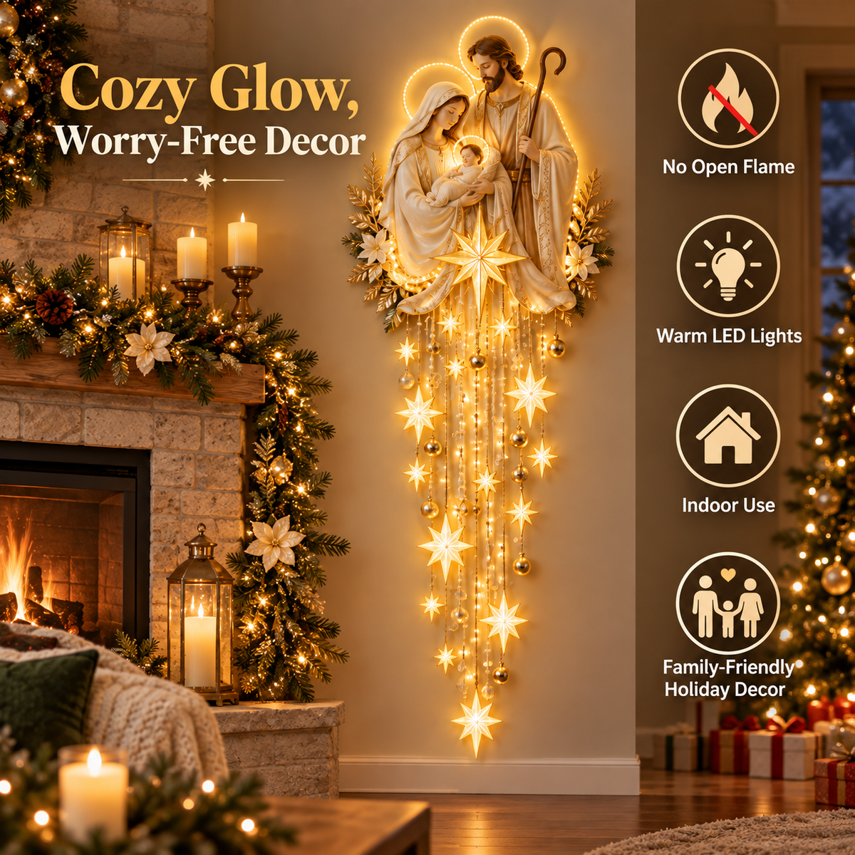 ✝️✨AuraNativity™ Cascading Lighted Wall Art – A Cascading Holiday Heirloom