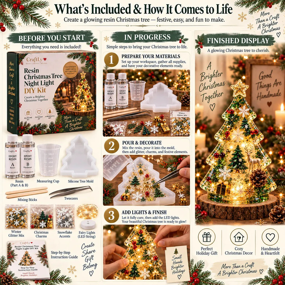 🎄 Holiday Craft Special | DIY Light-Up Resin Christmas Tree Kit – Save 39%