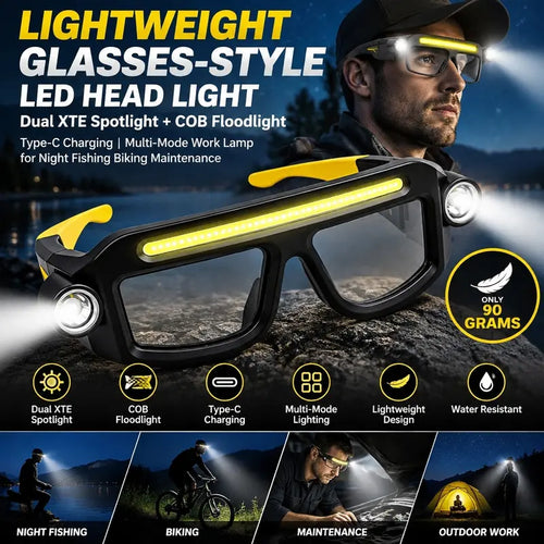🔦✨Hands-Free Wearable Glasses LED Light – Rechargeable Head-Worn Work Lamp for Maintenance & Outdoor Activities
