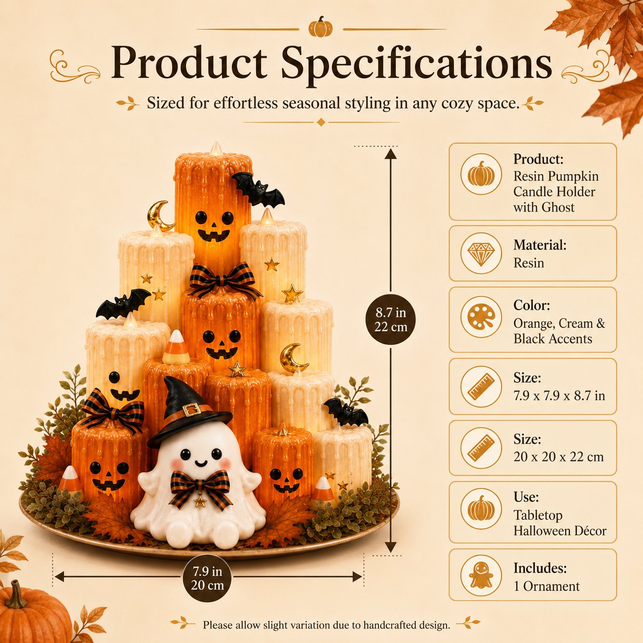 🔥 50% OFF – Halloween Pumpkin Candle Holder with Ghost Decor 🎃👻
