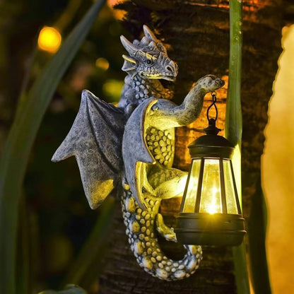 🔥 50% OFF – Solar Dragon Tree Hugger Statue with Lantern 🐉✨
