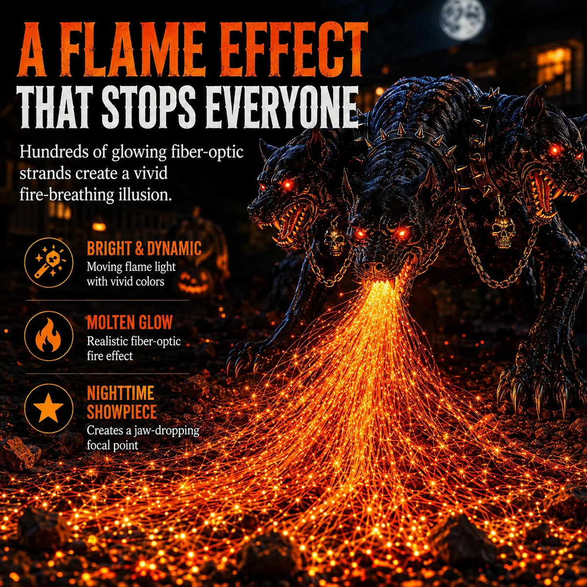 🎃 3-Headed Hellhound Halloween Light – The Yard Display Everyone Will Remember | 49% OFF