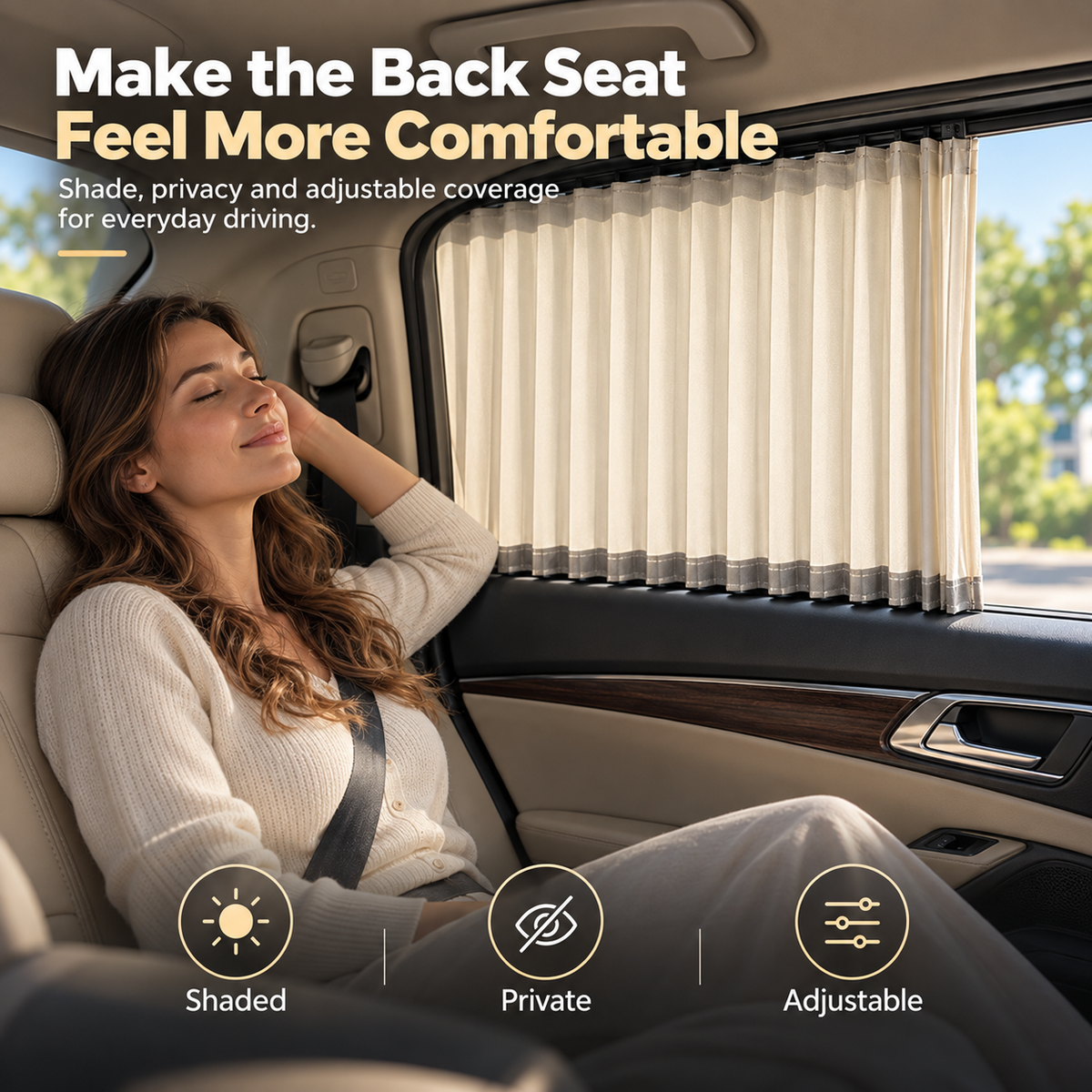 🚗 Pleated Car Window Curtains – More Shade, More Privacy, Better Rides