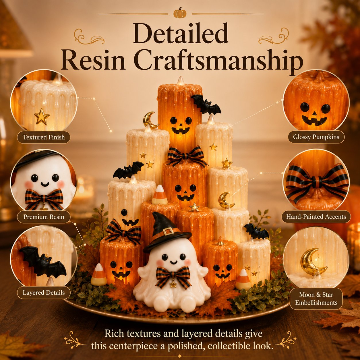 🔥 50% OFF – Halloween Pumpkin Candle Holder with Ghost Decor 🎃👻