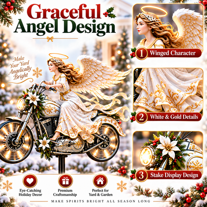 🎅🦌MerryRider™ Christmas Santa Biker Wind Spinner - Kinetic Metal Garden Stake for Holiday Yard Art & Winter Decor