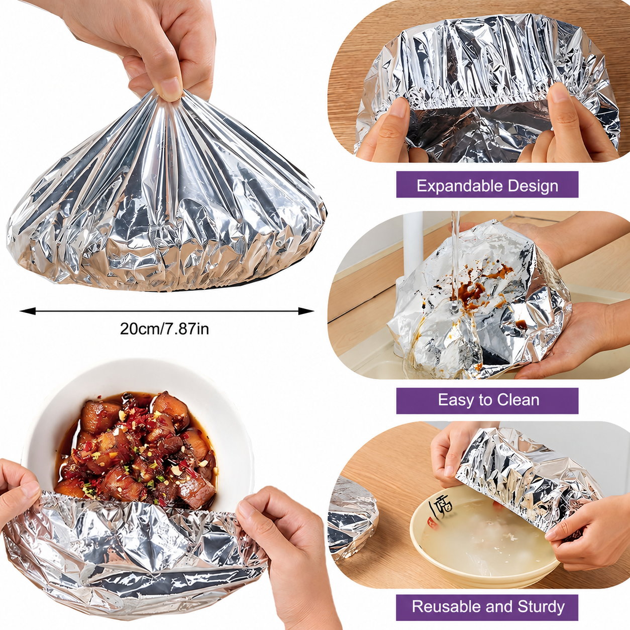 Reusable Insulated Aluminum Foil Food Covers