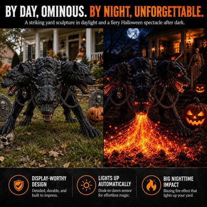 🎃 3-Headed Hellhound Halloween Light – The Yard Display Everyone Will Remember | 49% OFF