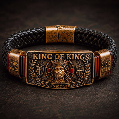 🔥 Last Day 50% OFF ✝️ King of Kings Faith Bracelet – Adjustable Christian Wristband Gift