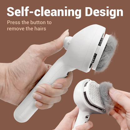 3-in-1 Steam Pet Brush | Self-Cleaning Deshedding & Massage Tool for Cats & Dogs