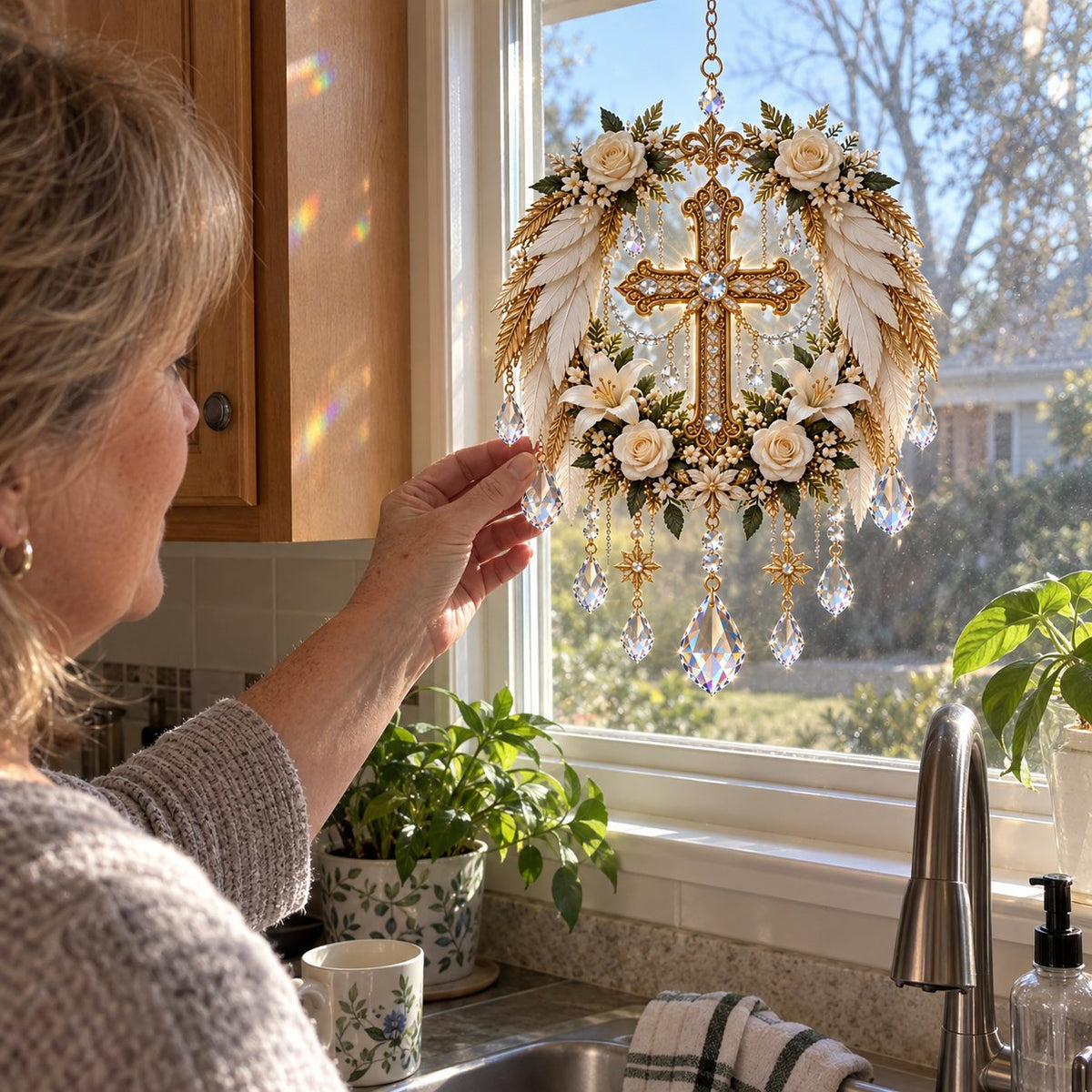 ✝️ Christian Crystal Suncatcher | 5 Faith-Inspired Window Designs with Cascading Rainbow Crystals ✨
