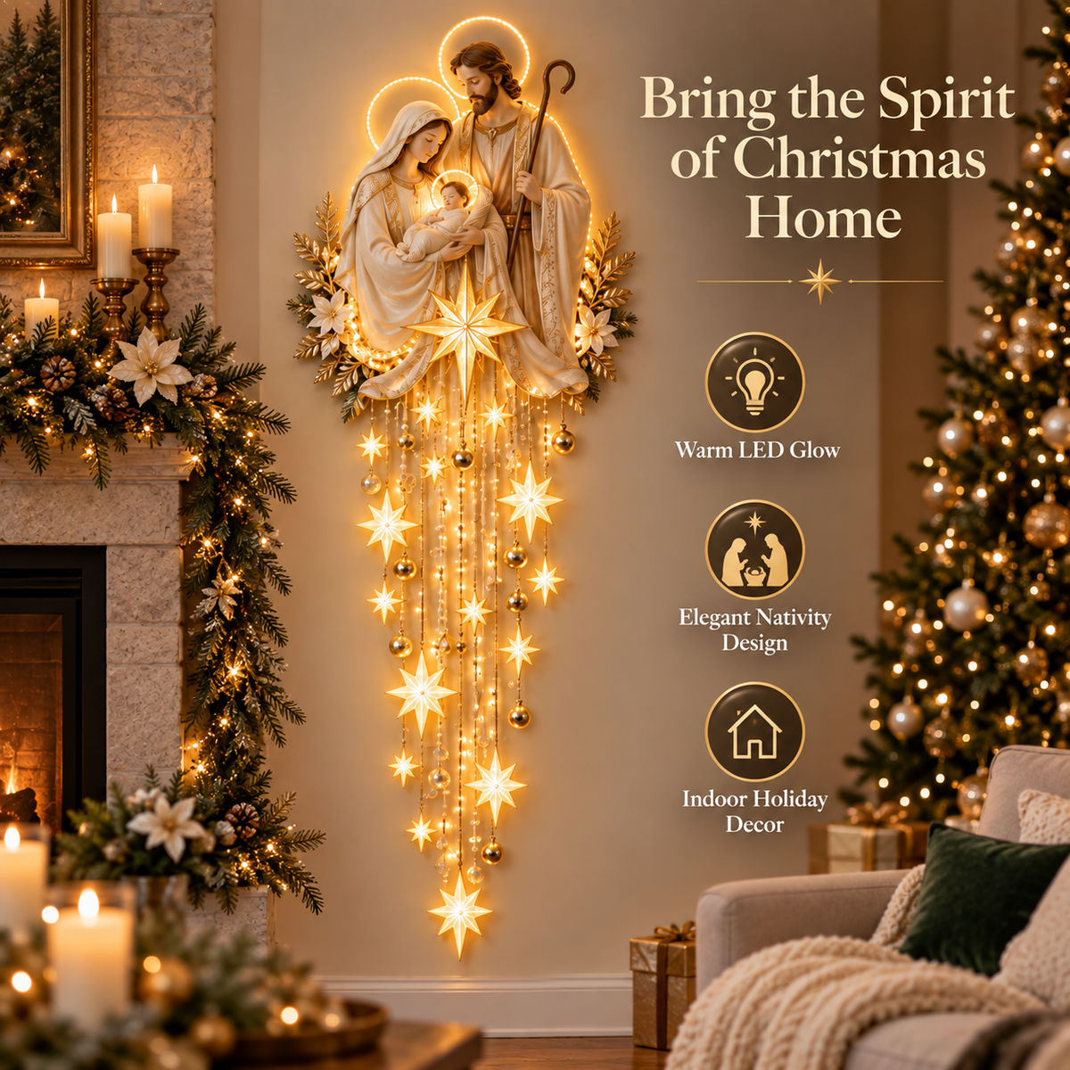 ✝️✨AuraNativity™ Cascading Lighted Wall Art – A Cascading Holiday Heirloom