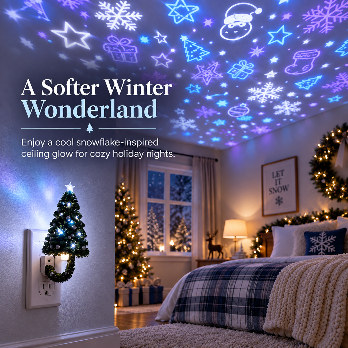 🎄 Christmas Tree Plug-In Projector Night Light – Instant Holiday Magic for Walls & Ceilings