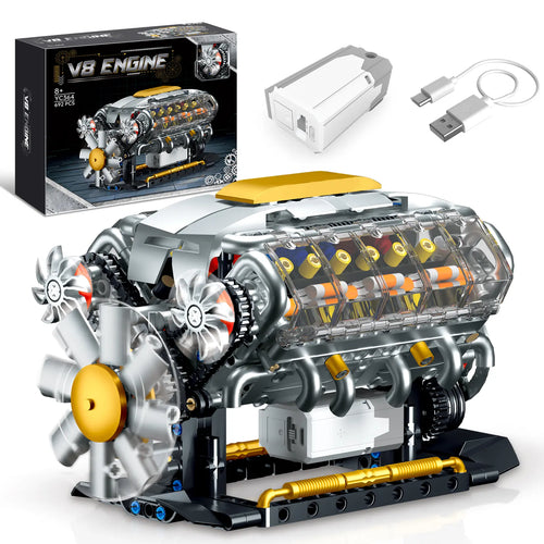 🔥 V8 Engine Model Kit – 1:1 Scale DIY Mechanical Building Set with 692 Pieces for Car Lovers & STEM Learning