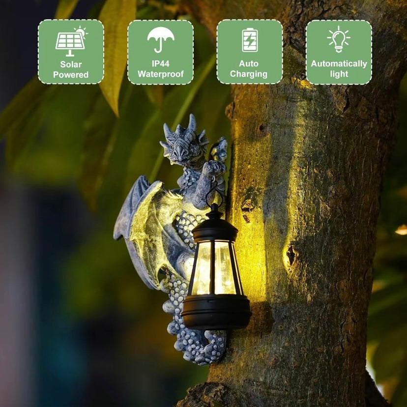🔥 50% OFF – Solar Dragon Tree Hugger Statue with Lantern 🐉✨