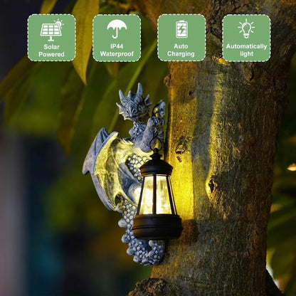 🔥 50% OFF – Solar Dragon Tree Hugger Statue with Lantern 🐉✨