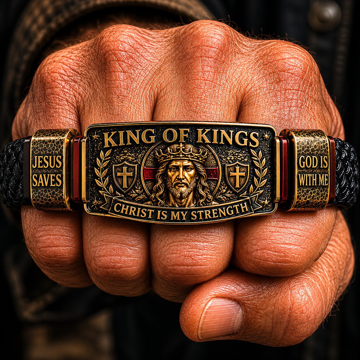 🔥 Last Day 50% OFF ✝️ King of Kings Faith Bracelet – Adjustable Christian Wristband Gift