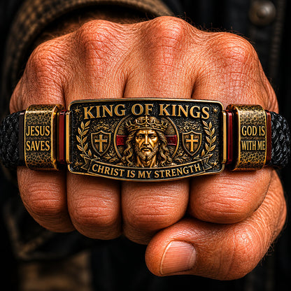 🔥 Last Day 50% OFF ✝️ King of Kings Faith Bracelet – Adjustable Christian Wristband Gift