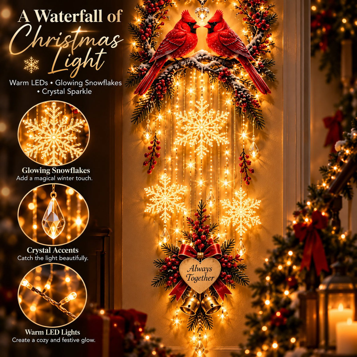 🐦🎄 Holiday Special | Always Together Cardinals™ Lighted Christmas Wall Decor – Save 50%