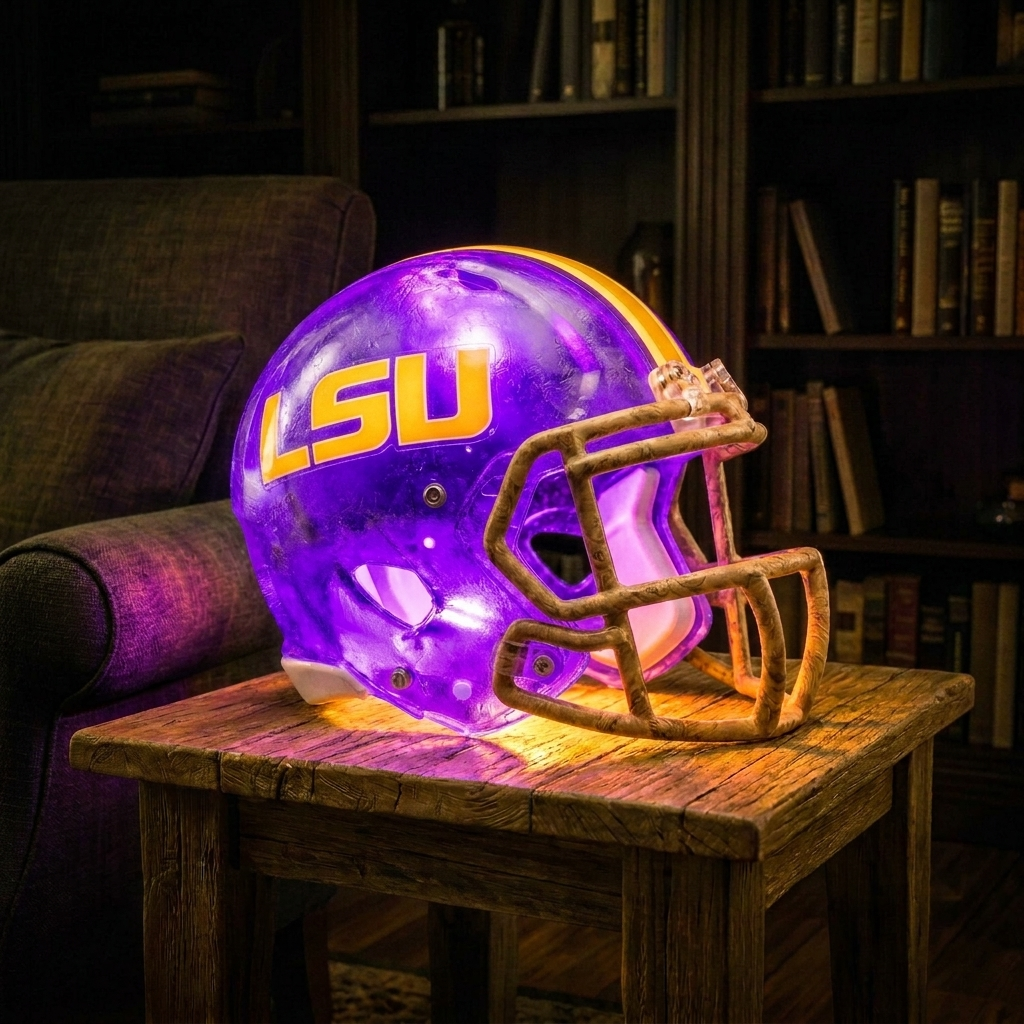 🏈 Handmade Football Helmet Lamp – LED Team Fan Cave Light with 32 Team Styles
