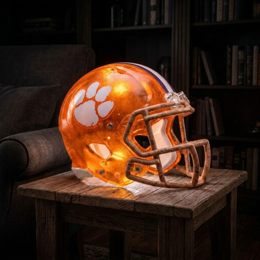 🏈 Handmade Football Helmet Lamp – LED Team Fan Cave Light with 32 Team Styles