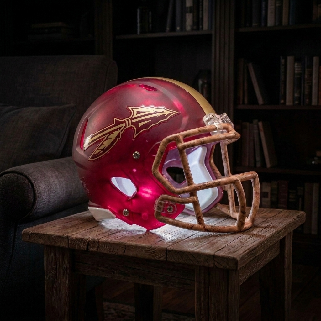 🏈 Handmade Football Helmet Lamp – LED Team Fan Cave Light with 32 Team Styles