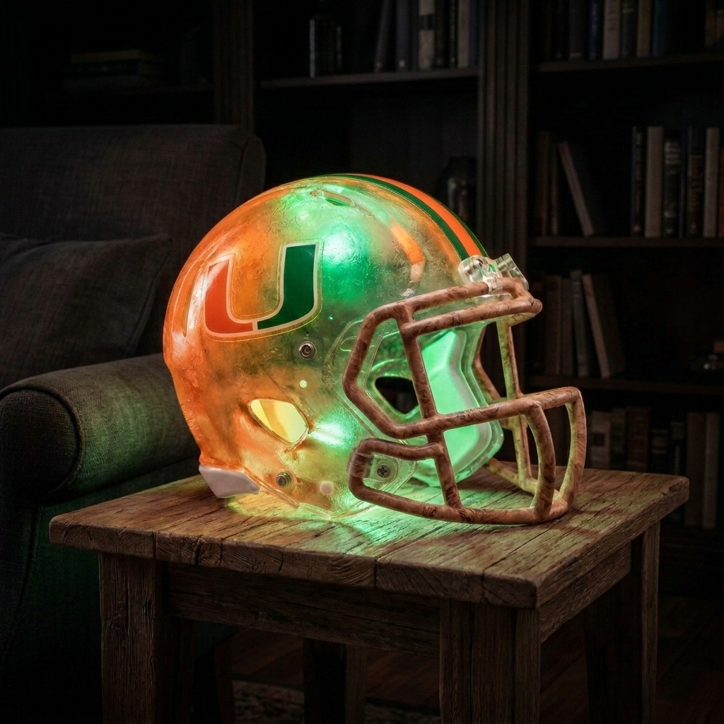🏈 Handmade Football Helmet Lamp – LED Team Fan Cave Light with 32 Team Styles