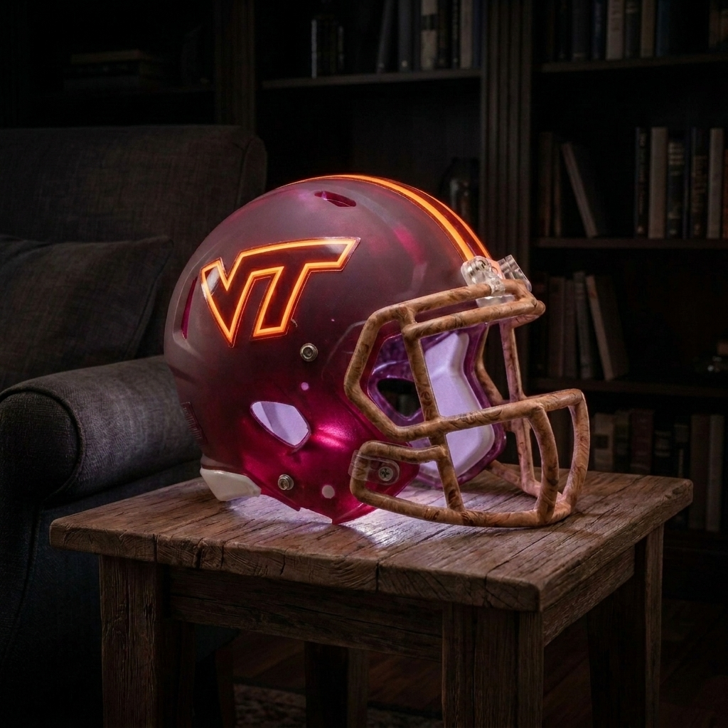 🏈 Handmade Football Helmet Lamp – LED Team Fan Cave Light with 32 Team Styles