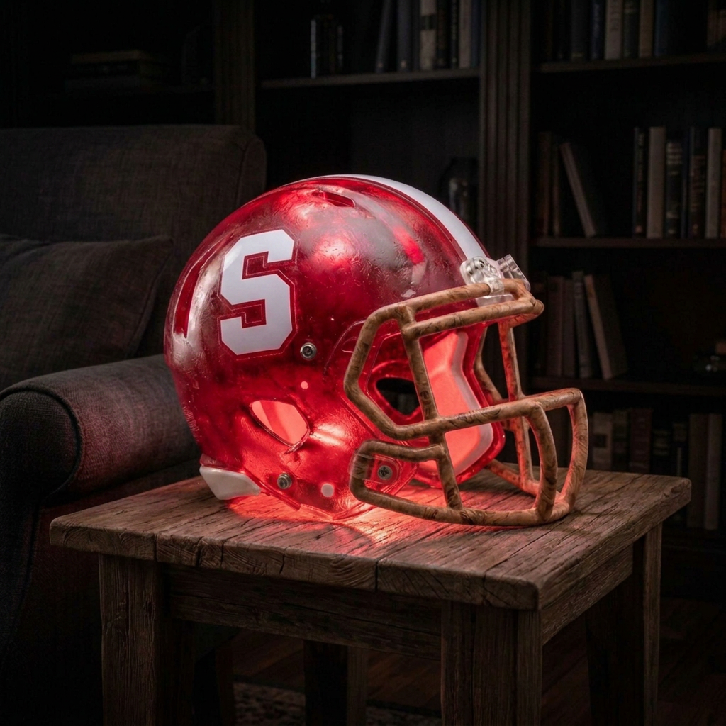 🏈 Handmade Football Helmet Lamp – LED Team Fan Cave Light with 32 Team Styles