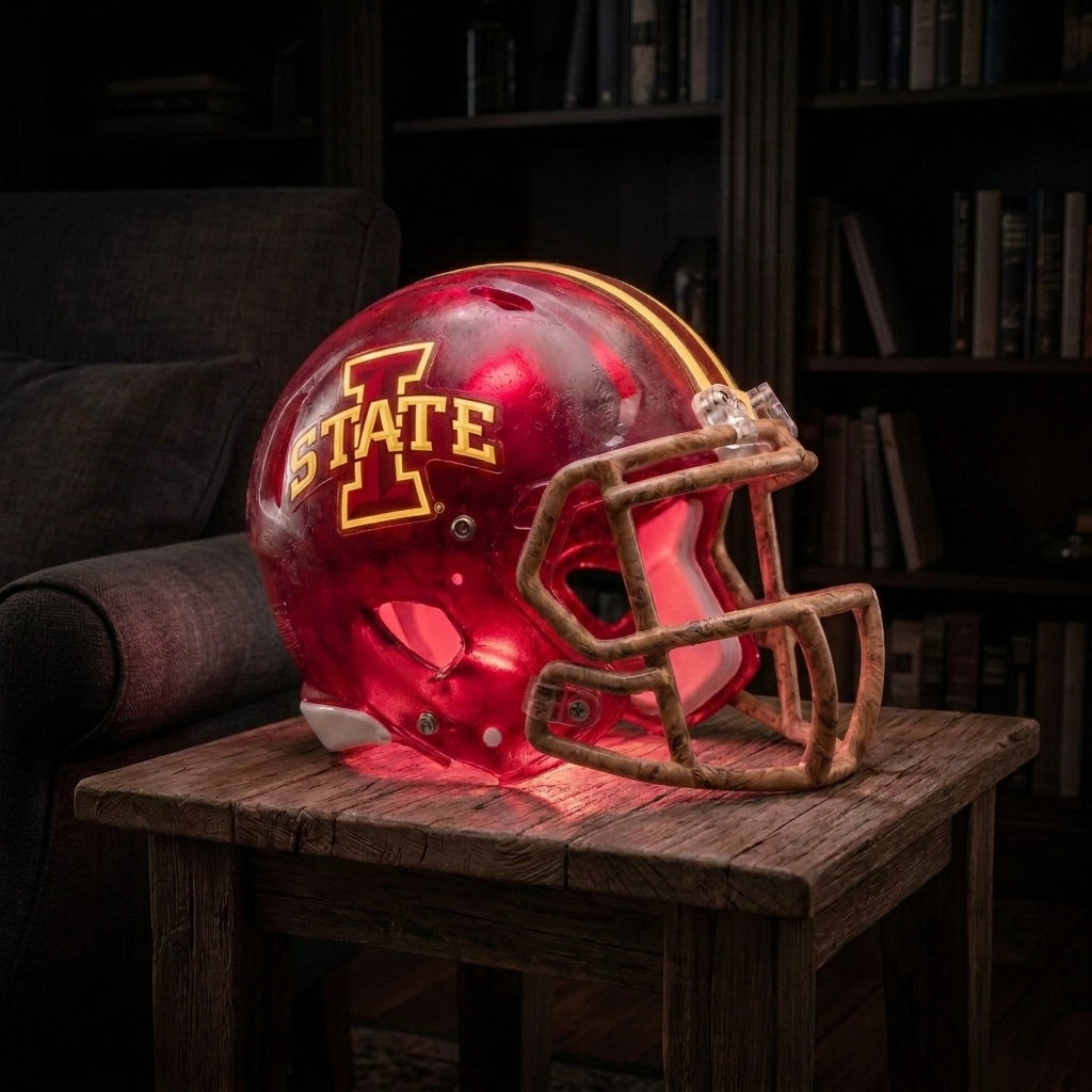 🏈 Handmade Football Helmet Lamp – LED Team Fan Cave Light with 32 Team Styles