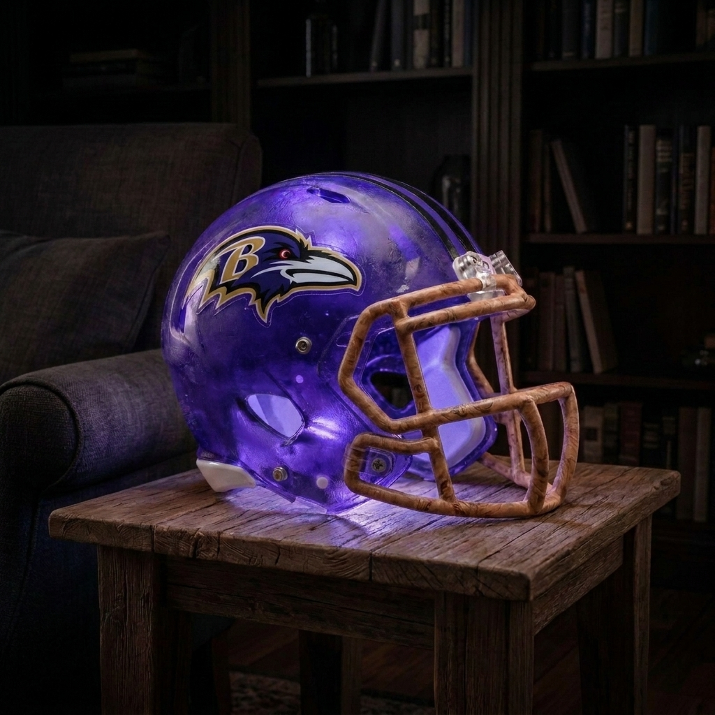 🏈 Handmade Football Helmet Lamp – LED Team Fan Cave Light with 32 Team Styles