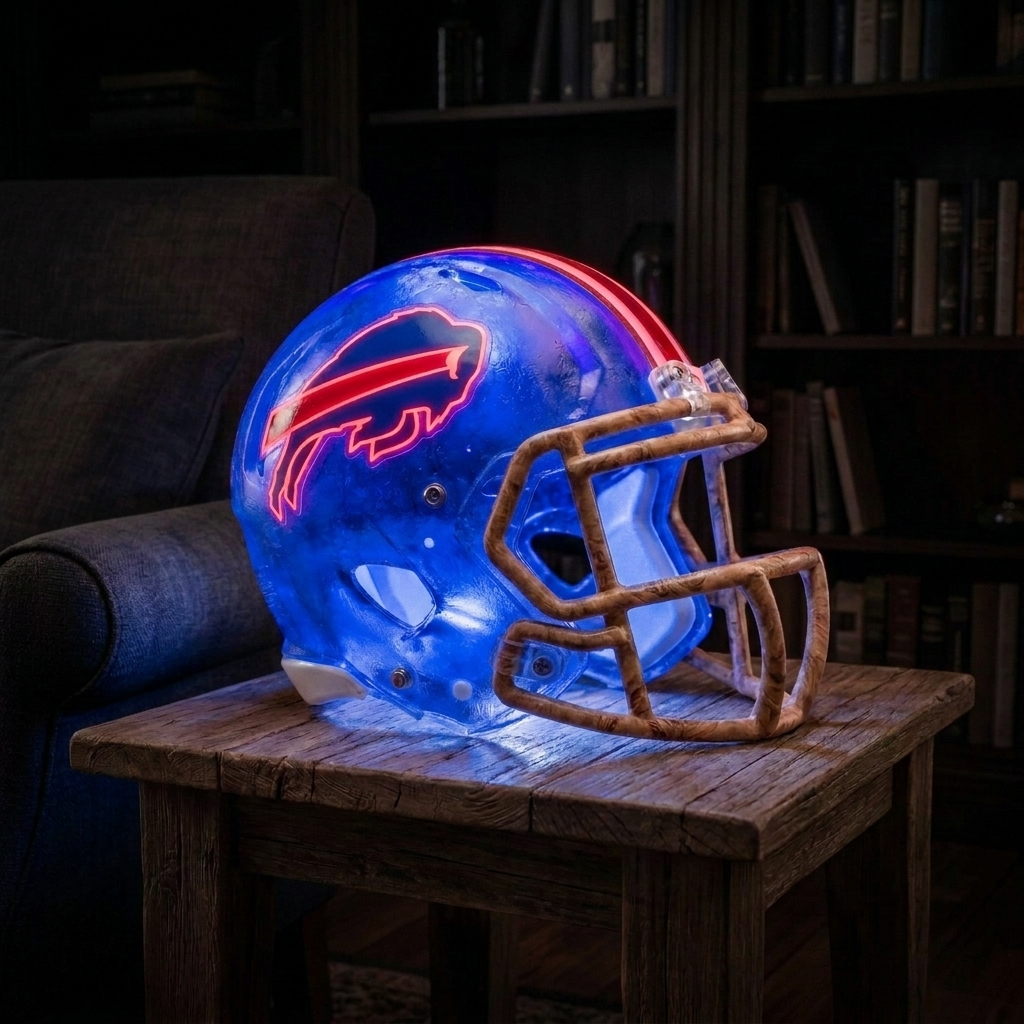 🏈 Handmade Football Helmet Lamp – LED Team Fan Cave Light with 32 Team Styles