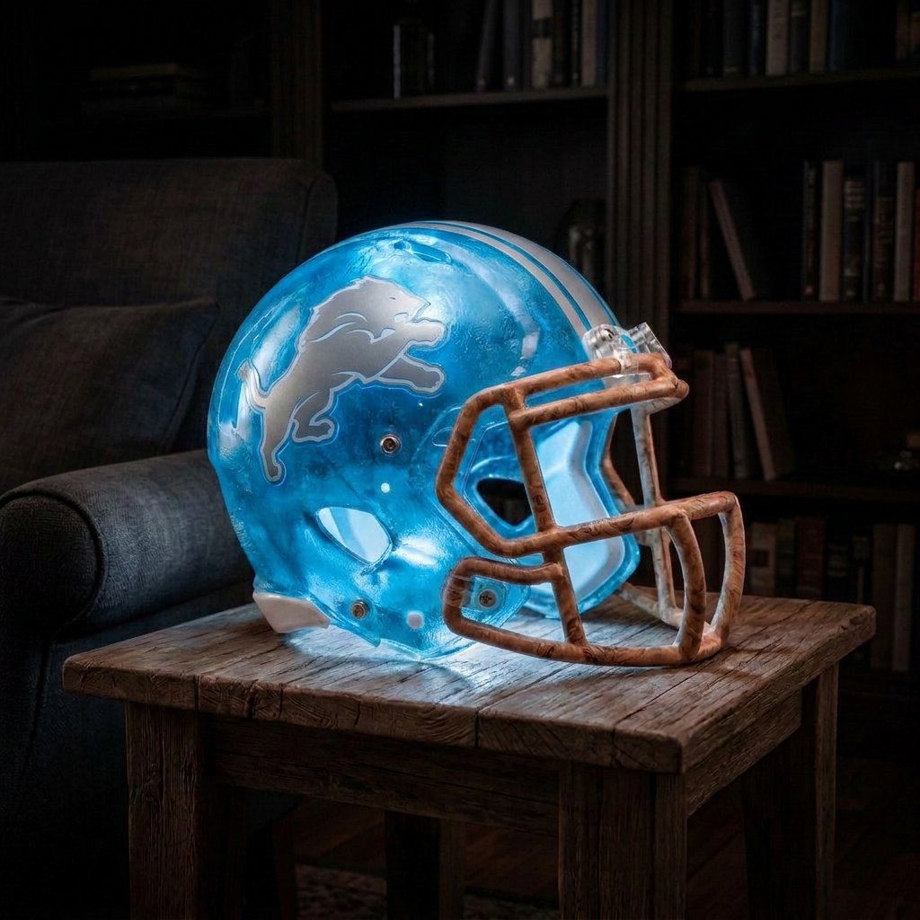 🏈 Handmade Football Helmet Lamp – LED Team Fan Cave Light with 32 Team Styles