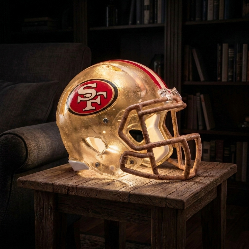 🏈 Handmade Football Helmet Lamp – LED Team Fan Cave Light with 32 Team Styles