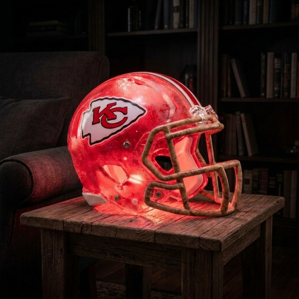 🏈 Handmade Football Helmet Lamp – LED Team Fan Cave Light with 32 Team Styles